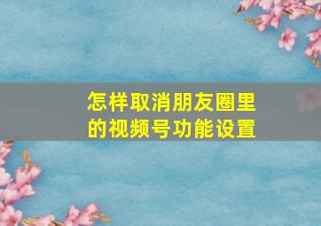 怎样取消朋友圈里的视频号功能设置