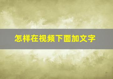 怎样在视频下面加文字