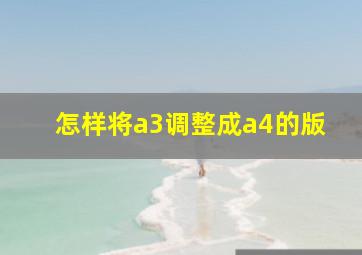 怎样将a3调整成a4的版