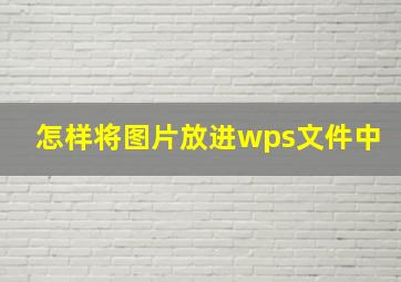 怎样将图片放进wps文件中