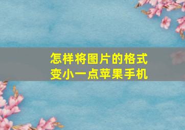 怎样将图片的格式变小一点苹果手机