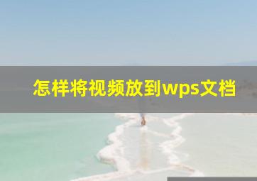 怎样将视频放到wps文档