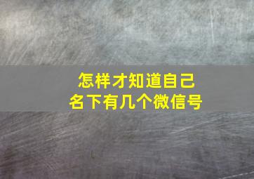 怎样才知道自己名下有几个微信号