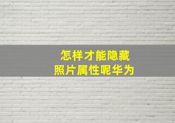 怎样才能隐藏照片属性呢华为