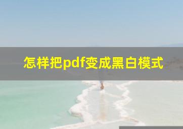 怎样把pdf变成黑白模式