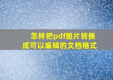 怎样把pdf图片转换成可以编辑的文档格式