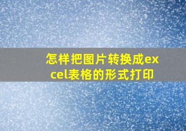 怎样把图片转换成excel表格的形式打印