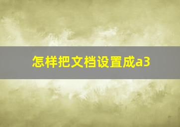 怎样把文档设置成a3