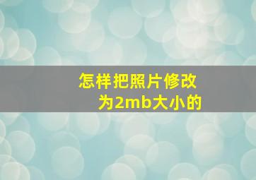 怎样把照片修改为2mb大小的