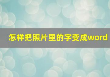 怎样把照片里的字变成word