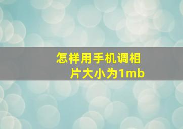 怎样用手机调相片大小为1mb