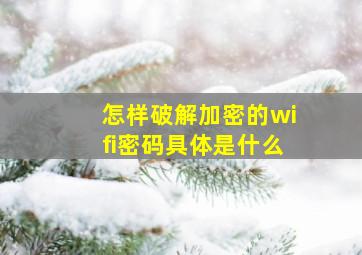 怎样破解加密的wifi密码具体是什么