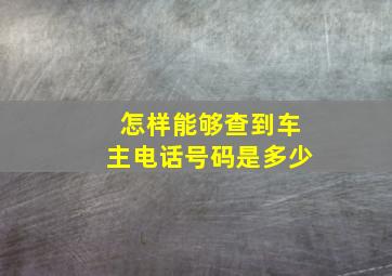 怎样能够查到车主电话号码是多少