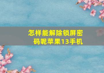 怎样能解除锁屏密码呢苹果13手机