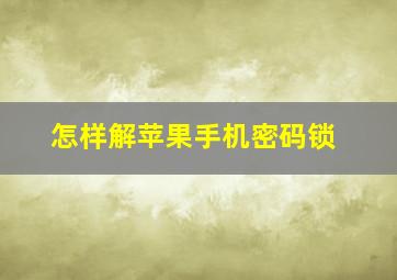 怎样解苹果手机密码锁