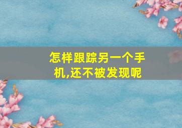 怎样跟踪另一个手机,还不被发现呢