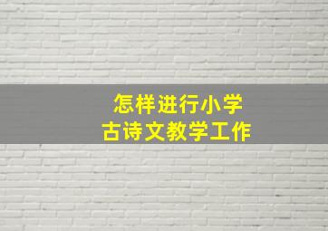 怎样进行小学古诗文教学工作