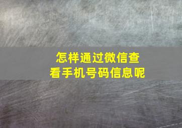 怎样通过微信查看手机号码信息呢