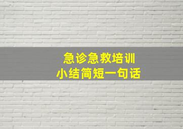 急诊急救培训小结简短一句话