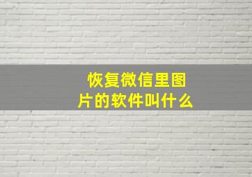 恢复微信里图片的软件叫什么