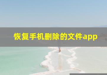 恢复手机删除的文件app