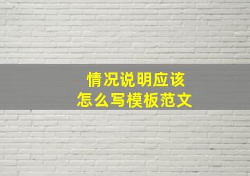 情况说明应该怎么写模板范文