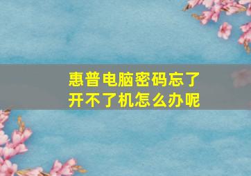 惠普电脑密码忘了开不了机怎么办呢