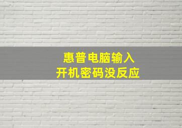 惠普电脑输入开机密码没反应