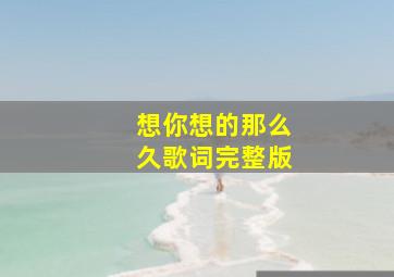 想你想的那么久歌词完整版