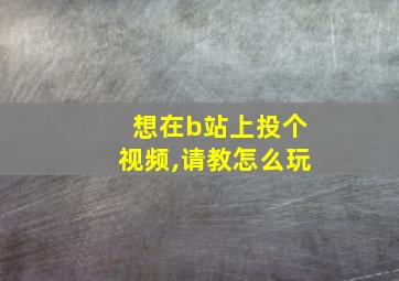 想在b站上投个视频,请教怎么玩