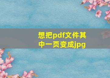 想把pdf文件其中一页变成jpg