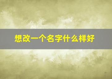 想改一个名字什么样好