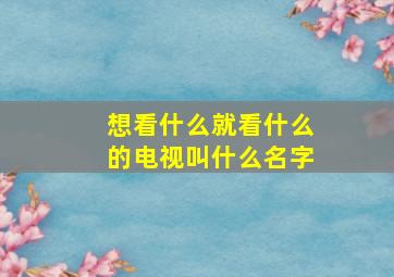 想看什么就看什么的电视叫什么名字