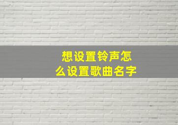 想设置铃声怎么设置歌曲名字