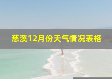 慈溪12月份天气情况表格