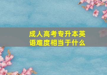 成人高考专升本英语难度相当于什么