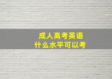 成人高考英语什么水平可以考