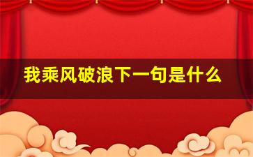 我乘风破浪下一句是什么