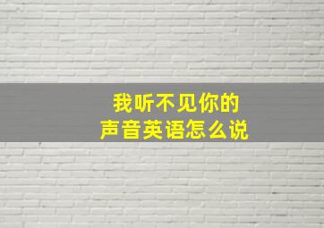 我听不见你的声音英语怎么说