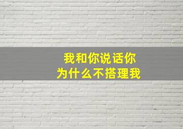 我和你说话你为什么不搭理我