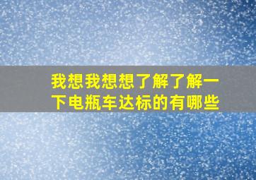 我想我想想了解了解一下电瓶车达标的有哪些