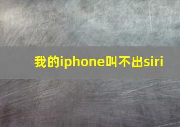 我的iphone叫不出siri