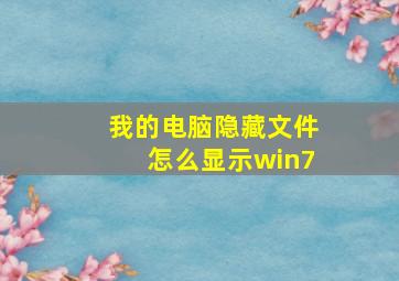 我的电脑隐藏文件怎么显示win7