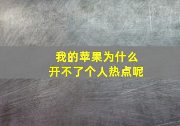 我的苹果为什么开不了个人热点呢