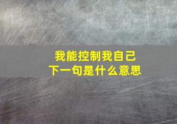 我能控制我自己下一句是什么意思