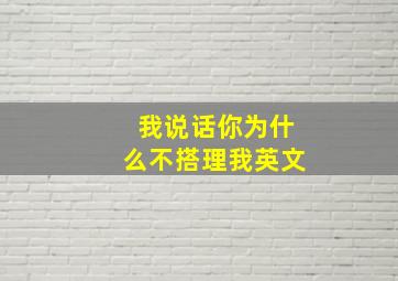 我说话你为什么不搭理我英文