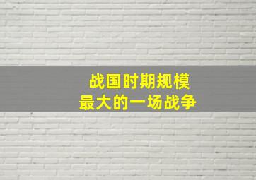 战国时期规模最大的一场战争