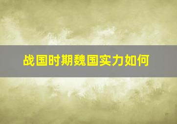 战国时期魏国实力如何