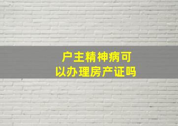 户主精神病可以办理房产证吗