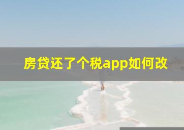 房贷还了个税app如何改